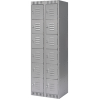 Casiers, 6 niveaux, Bloc de 2, 24" x 18" x 72", Acier, Gris, D&eacute;mont&eacute; Sécurité Médic