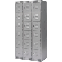 Lockers, 6 -tier, Bank of 3, 36" x 18" x 72", Steel, Grey, Knocked Down Sécurité Médic