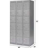 Lockers, 6 -tier, Bank of 3, 36" x 18" x 72", Steel, Grey, Knocked Down Sécurité Médic