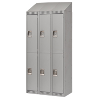 Casiers, 2 niveaux, Bloc de 3, 36" x 18" x 82", Acier, Gris, D&eacute;mont&eacute; Sécurité Médic