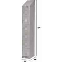 Lockers, 6 -tier, 12" x 18" x 82", Steel, Grey, Knocked Down Sécurité Médic