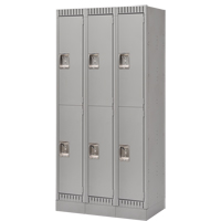 Casiers, 2 niveaux, Bloc de 3, 36" x 18" x 76", Acier, Gris, D&eacute;mont&eacute; Sécurité Médic