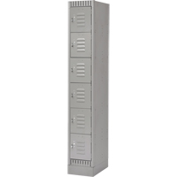 Lockers, 6 -tier, 12" x 18" x 76", Steel, Grey, Knocked Down Sécurité Médic