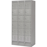 Lockers, 6 -tier, Bank of 3, 36" x 18" x 76", Steel, Grey, Knocked Down Sécurité Médic