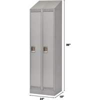 Lockers, Bank of 2, 24" x 18" x 86", Steel, Grey, Knocked Down Sécurité Médic