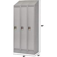 Lockers, Bank of 3, 36" x 18" x 86", Steel, Grey, Knocked Down Sécurité Médic