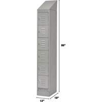 Lockers, 6 -tier, 12" x 18" x 86", Steel, Grey, Knocked Down Sécurité Médic