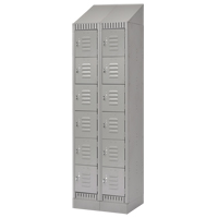 Lockers, 6 -tier, Bank of 2, 24" x 18" x 86", Steel, Grey, Knocked Down Sécurité Médic
