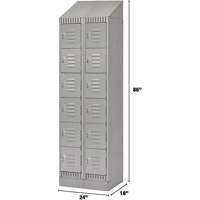 Lockers, 6 -tier, Bank of 2, 24" x 18" x 86", Steel, Grey, Knocked Down Sécurité Médic