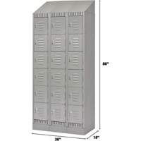 Lockers, 6 -tier, Bank of 3, 36" x 18" x 86", Steel, Grey, Knocked Down Sécurité Médic