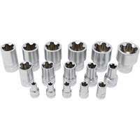 Jeu de douilles TORX EPR &agrave; 5 pans, 16 Morceaux, Prise de 1/4"/3/8"/1/2" Sécurité Médic