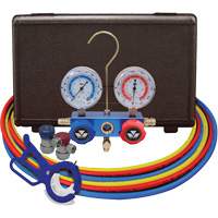 Dual Manifold Gauge Set with Manual Couplers & 3-in-1 Side Mount Can Tap Valve Sécurité Médic
