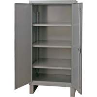 Armoire tr&egrave;s robuste, Acier, 3 Tablettes, 66" h x 36" la x 24" P, Gris Sécurité Médic