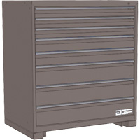 Armoire &agrave; tiroirs modulaire, 8 tiroirs, 24" la x 24" p x 40" h, Gris Sécurité Médic