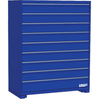 Armoire &agrave; tiroirs modulaire, 9 tiroirs, 24" la x 28" p x 60" h, Bleu Sécurité Médic