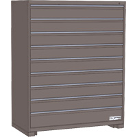 Armoire &agrave; tiroirs modulaire, 9 tiroirs, 24" la x 24" p x 60" h, Gris Sécurité Médic