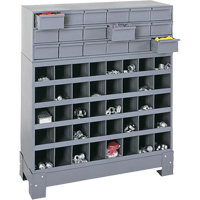 Unit&eacute; de stockage modulaire pour petites pi&egrave;ces, Acier, 18 tiroirs, 33-3/4" x 12-1/4" x 40-1/2", Gris Sécurité Médic