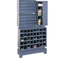Unit&eacute; de stockage modulaire pour petites pi&egrave;ces, Acier, 8 tiroirs, 33-3/4" x 12-1/4" x 59-5/8", Gris Sécurité Médic