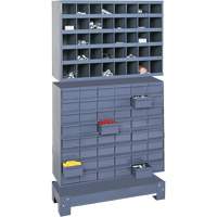 Unit&eacute; de stockage modulaire pour petites pi&egrave;ces, Acier, 48 tiroirs, 33-3/4" x 12-1/4" x 58-3/8", Gris Sécurité Médic