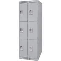 Casiers, 3 niveaux, Bloc de 2, 24" x 18" x 72", Acier, Gris, D&eacute;mont&eacute; Sécurité Médic