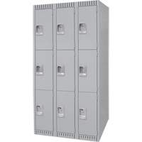 Casiers, 3 niveaux, Bloc de 3, 36" x 18" x 72", Acier, Gris, D&eacute;mont&eacute; Sécurité Médic