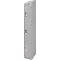 Lockers, 3 -tier, 12" x 18" x 82", Steel, Grey, Knocked Down Sécurité Médic