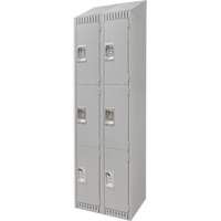 Lockers, 3 -tier, Bank of 2, 24" x 18" x 82", Steel, Grey, Knocked Down Sécurité Médic