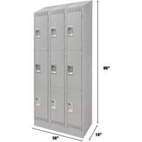 Casiers, 3 niveaux, Bloc de 3, 36" x 18" x 86", Acier, Gris, D&eacute;mont&eacute; Sécurité Médic
