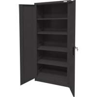 Storage Cabinet, Steel, 4 Shelves, 66" H x 30" W x 15" D, Black Sécurité Médic