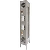 Casiers ventil&eacute;s, 2 niveaux, 12" x 18" x 78", Acier, Gris, D&eacute;mont&eacute;, Perfor&eacute; Sécurité Médic