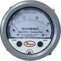 605 Series Magnehelic&reg; Differential Pressure Gauge & Indicating Transmitter, 4" , 0 - 30 in. w.c., Panel Mount, Analogue Sécurité Médic