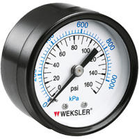 Dry Pressure Gauge, 1-1/2" , 0 - 160 psi, Back Mount, Analogue Sécurité Médic
