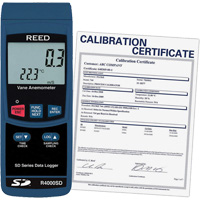 Thermo-an&eacute;mom&egrave;tre avec certificat de calibration, Enregistrement des donn&eacute;es, Gamme de v&eacute;locit&eacute; d'air de 0,4 - 30 m/sec Sécurité Médic