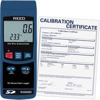 Thermo-an&eacute;mom&egrave;tres &agrave; fil chaud avec enregistrement de donn&eacute;es et certificat de calibration, Enregistrement des donn&eacute;es, Gamme de v&eacute;locit&eacute; d'air de 0,2 - 25 m/sec Sécurité Médic