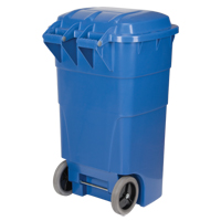 Roll Out Recycling Bin, Curbside, Polyethylene, 65 US gal. Sécurité Médic