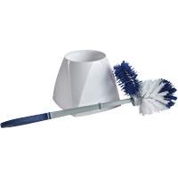 Toilet Brush with Lip & Holder, 15" L, Synthetic Bristles, White Sécurité Médic