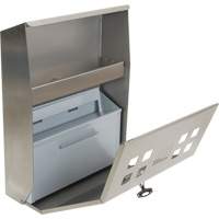 Cendrier, Montage mural, Acier inoxydable, Capacit&eacute; 1.6 Litres, Hauteur 13-4/5" Sécurité Médic