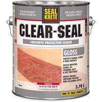 Seal-Krete&reg; Protective Sealer, 3.78 L, Water-Based, Gloss, Clear Sécurité Médic