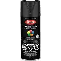 COLORmaxx Paint + Primer, Black, Semi-Flat, 12 oz., Aerosol Can Sécurité Médic