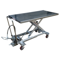 Pneumatic Hydraulic Scissor Lift Table, Stainless Steel, 63" L x 31-1/2" W, 1000 lbs. Cap. Sécurité Médic