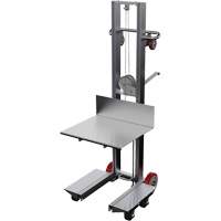 Empileur &agrave; plateforme, M&eacute;canisme Treuil manuel, Capacit&eacute; de 400 lb, Levage max de 60" Sécurité Médic
