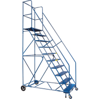 CSA-Certified Rolling Step Ladder with Locking Step, 10 Steps, 30" Step Width, 89" Platform Height, Steel Sécurité Médic