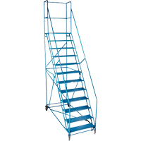 CSA-Certified Rolling Step Ladder with Locking Step, 12 Steps, 30" Step Width, 109" Platform Height, Steel Sécurité Médic