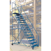 CSA-Certified Rolling Step Ladder with Locking Step, 14 Steps, 30" Step Width, 128" Platform Height, Steel Sécurité Médic