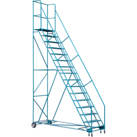 CSA-Certified Rolling Step Ladder with Locking Step, 16 Steps, 30" Step Width, 144" Platform Height, Steel Sécurité Médic