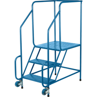 Tilt-N-Roll Ladders, Steel, 3 Steps, 22" Wide, 24" D x 27" H Top Step Sécurité Médic