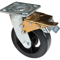 Roulette moul&eacute;, Pivotant avec frein, 6" (152,4 mm), Caoutchouc, 550 lb (249 kg) Sécurité Médic