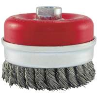 Brosse boisseau &agrave; fils li&eacute;s et nou&eacute;s, 5" dia. x 5/8"-11 arbre Sécurité Médic