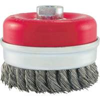 Brosse boisseau &agrave; fils li&eacute;s et nou&eacute;s, 4" dia. x 5/8"-11 arbre Sécurité Médic