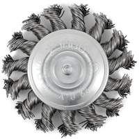 Shaft Mounted Knot Twisted Radial Brush, 3" Dia., 0.02" Fill, 1/4" Arbor, Stainless Steel Sécurité Médic